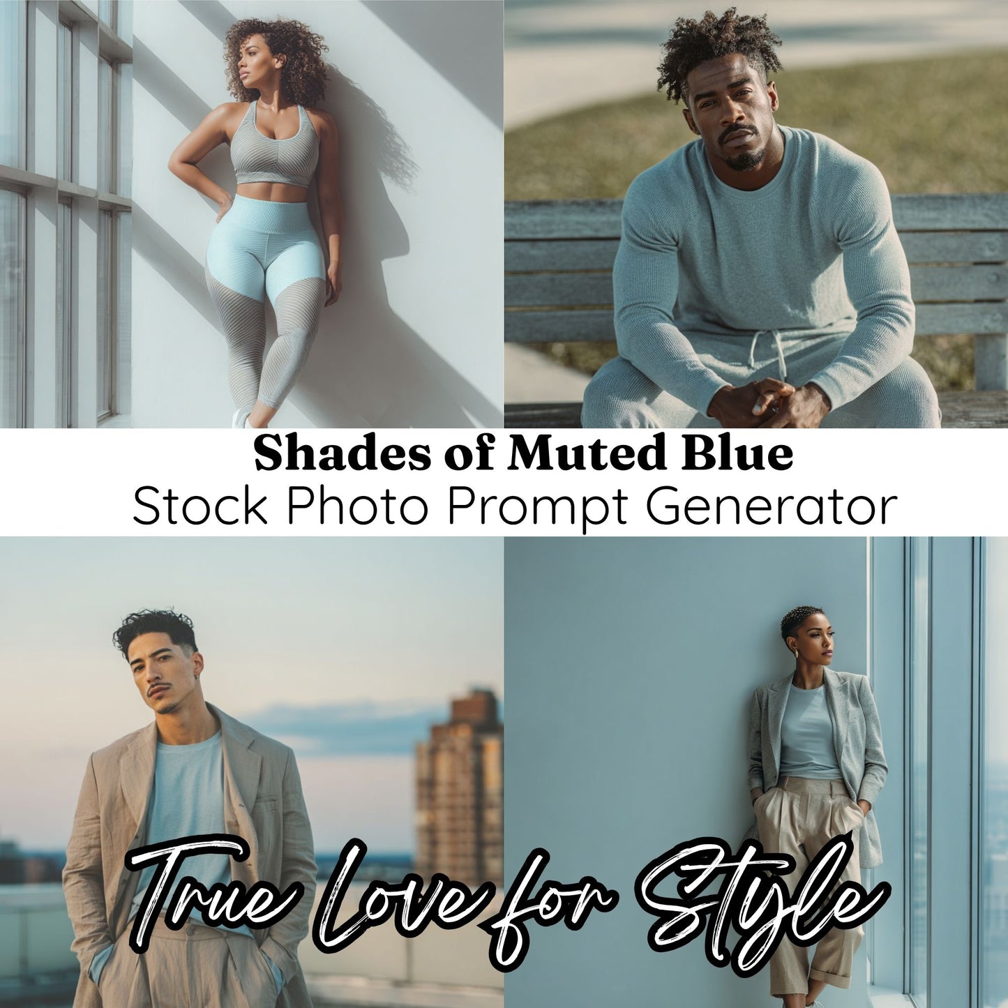 Shades of Muted Blue | Stock Photo Prompt Generator (Join the Community to Access)