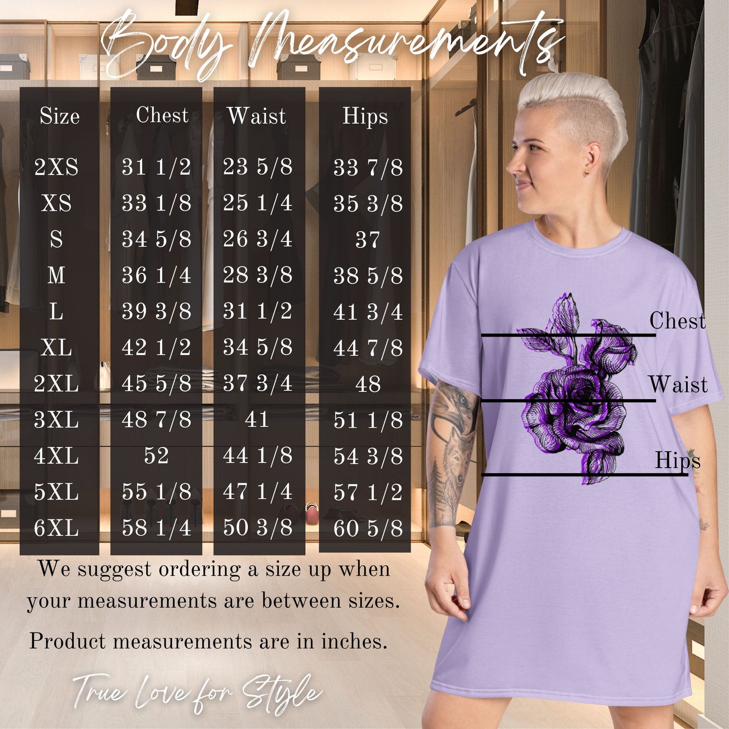 Women's T-shirt Dress Purple Rose Line Art Graphic