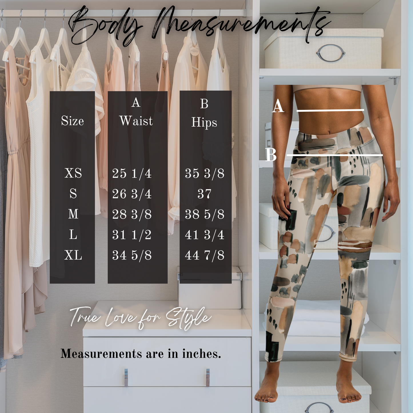 Women's Workout Yoga Leggings, Brush Stroke Printed Pattern