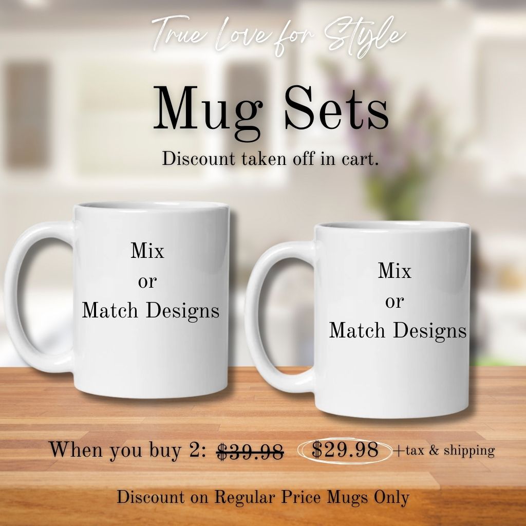 White Glossy Mug, Bow Graphic