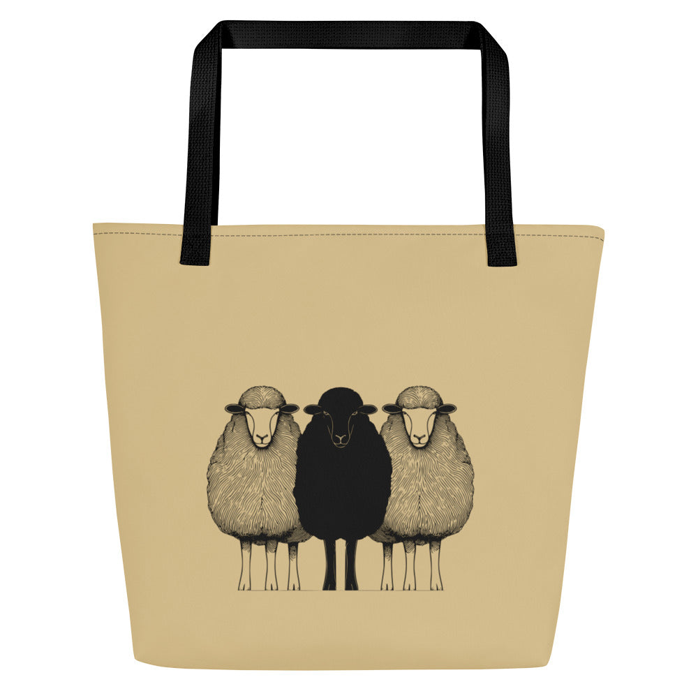 Tote Bag with Inside Pocket, Black Sheep Graphic
