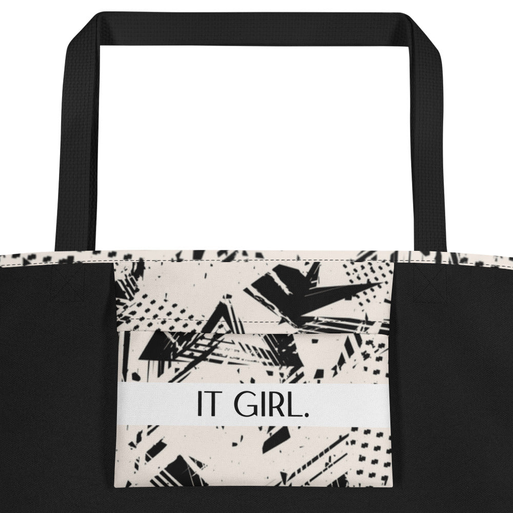 Abstract Print Tote Bag with Inside Pocket
