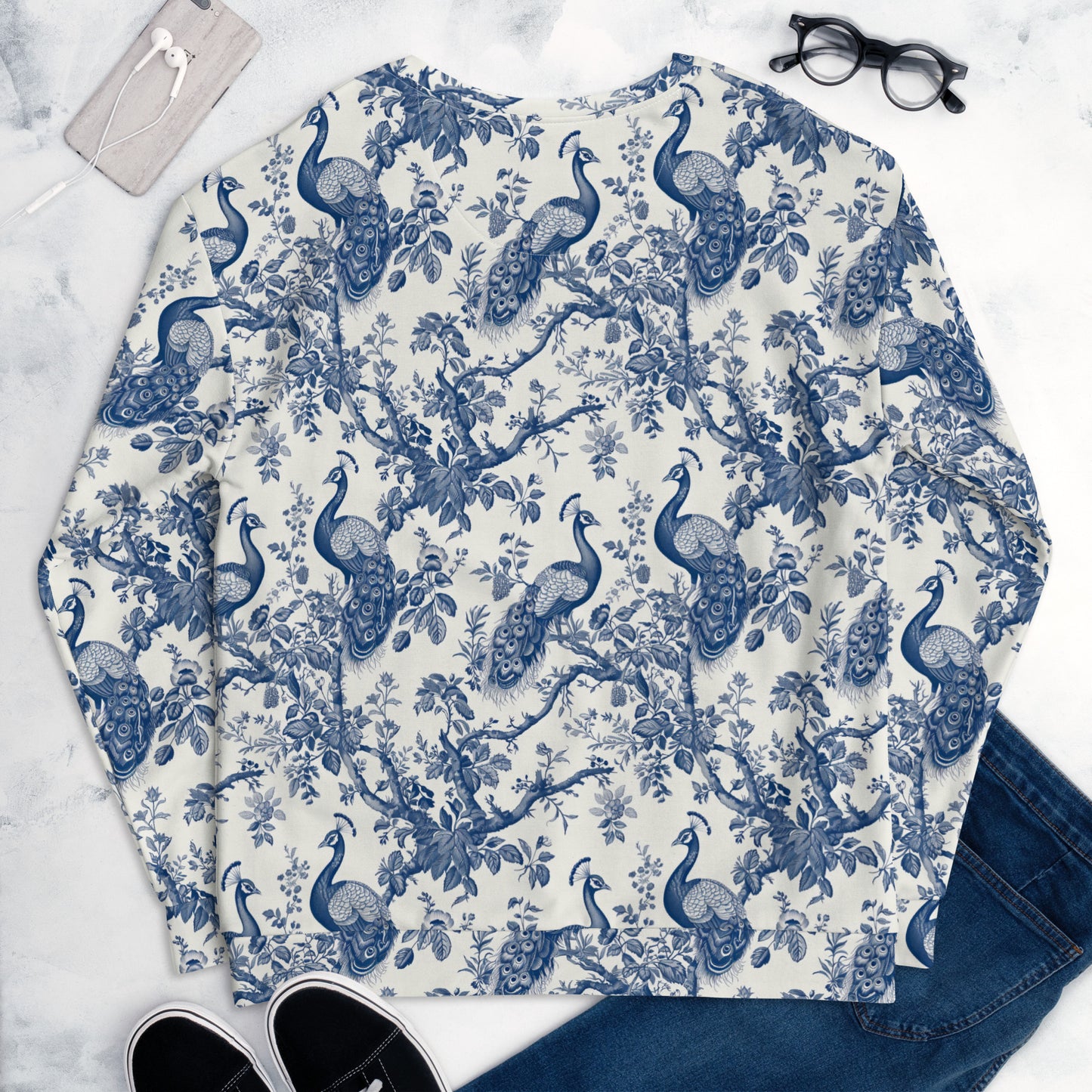 Women's Pullover Soft Fleece Crewneck Sweatshirt, Vintage Pattern Printed