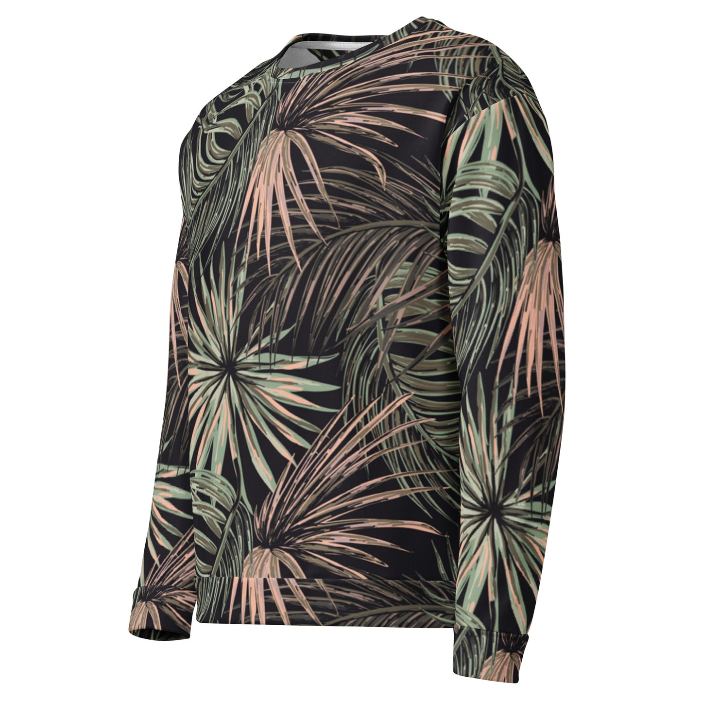 Women's Pullover Soft Fleece Crewneck Sweatshirt, Plant Printed Pattern