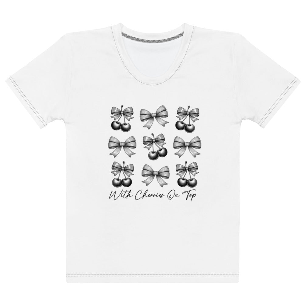 Women's Casual Cherries and Bows Fashion Top