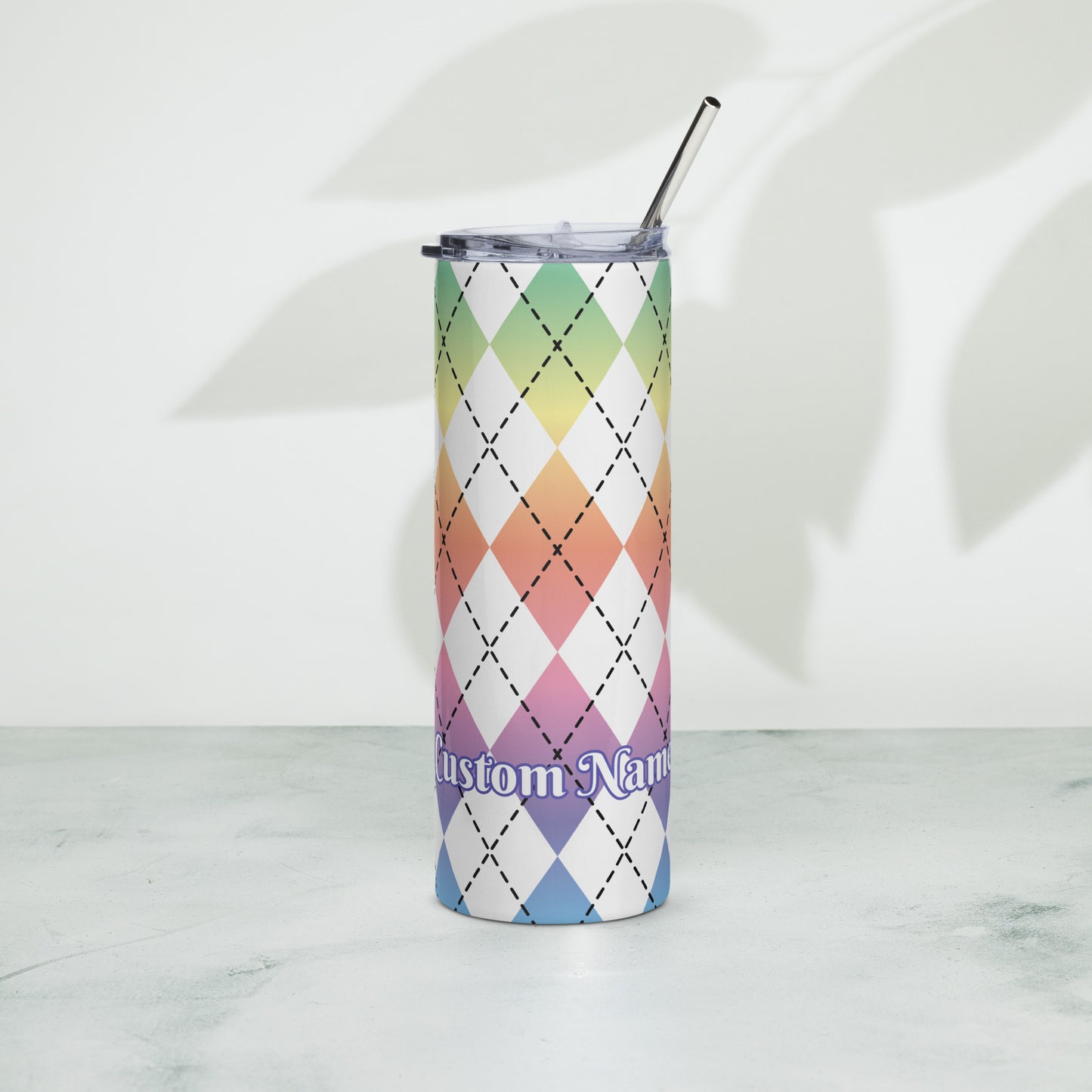 Custom Name Stainless Steel Diamond Pattern