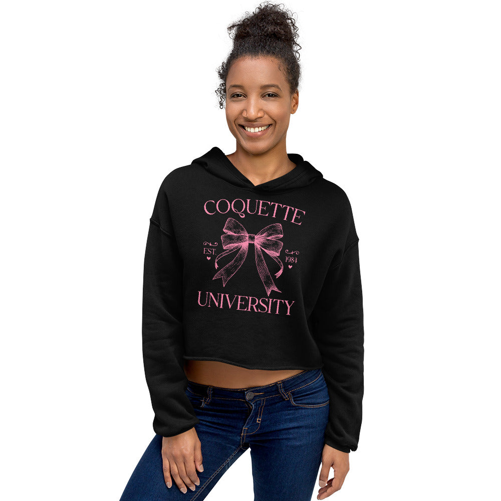 Women's Crop Top Hoodie, Coquette Graphic