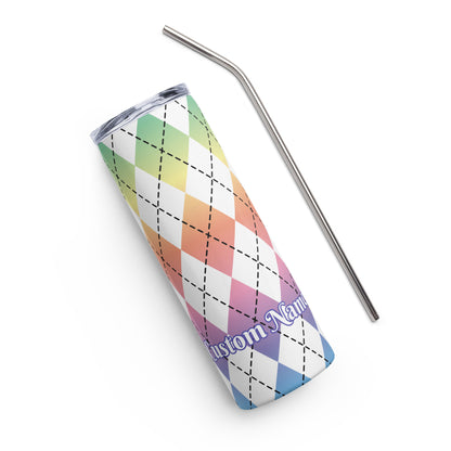 Custom Name Stainless Steel Diamond Pattern