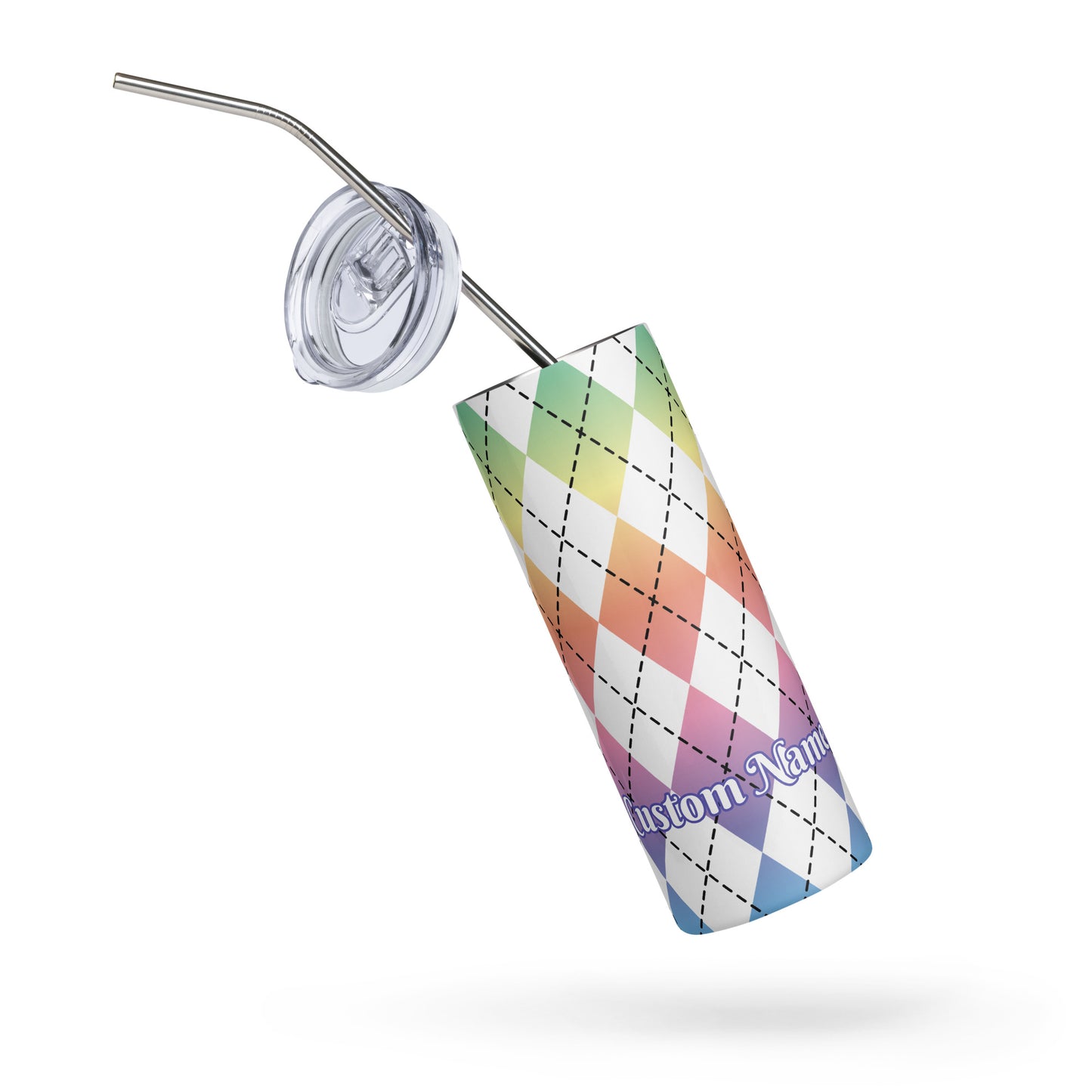 Custom Name Stainless Steel Diamond Pattern