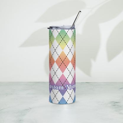 Custom Name Stainless Steel Diamond Pattern